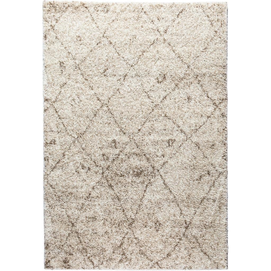 Well Woven Moroccan Lattice Shag Vanilla Super Plush Thick Ivory Beige Area Rug - 3'3 x 5'3
