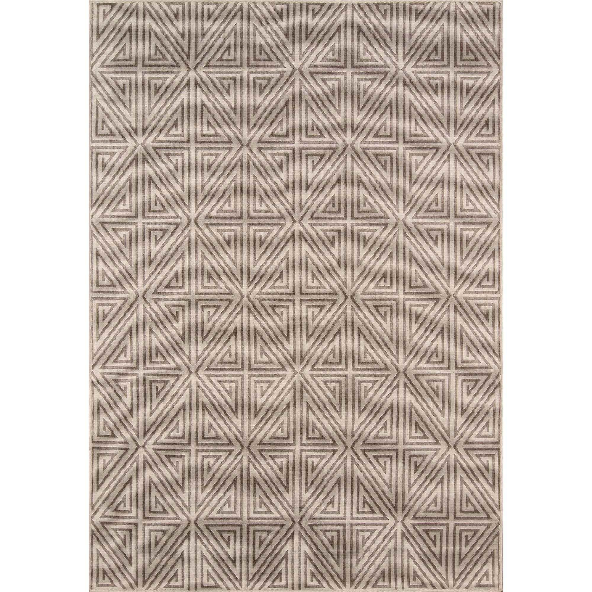 Indoor/ Outdoor Taupe Diamonds Rug (23 X 46)