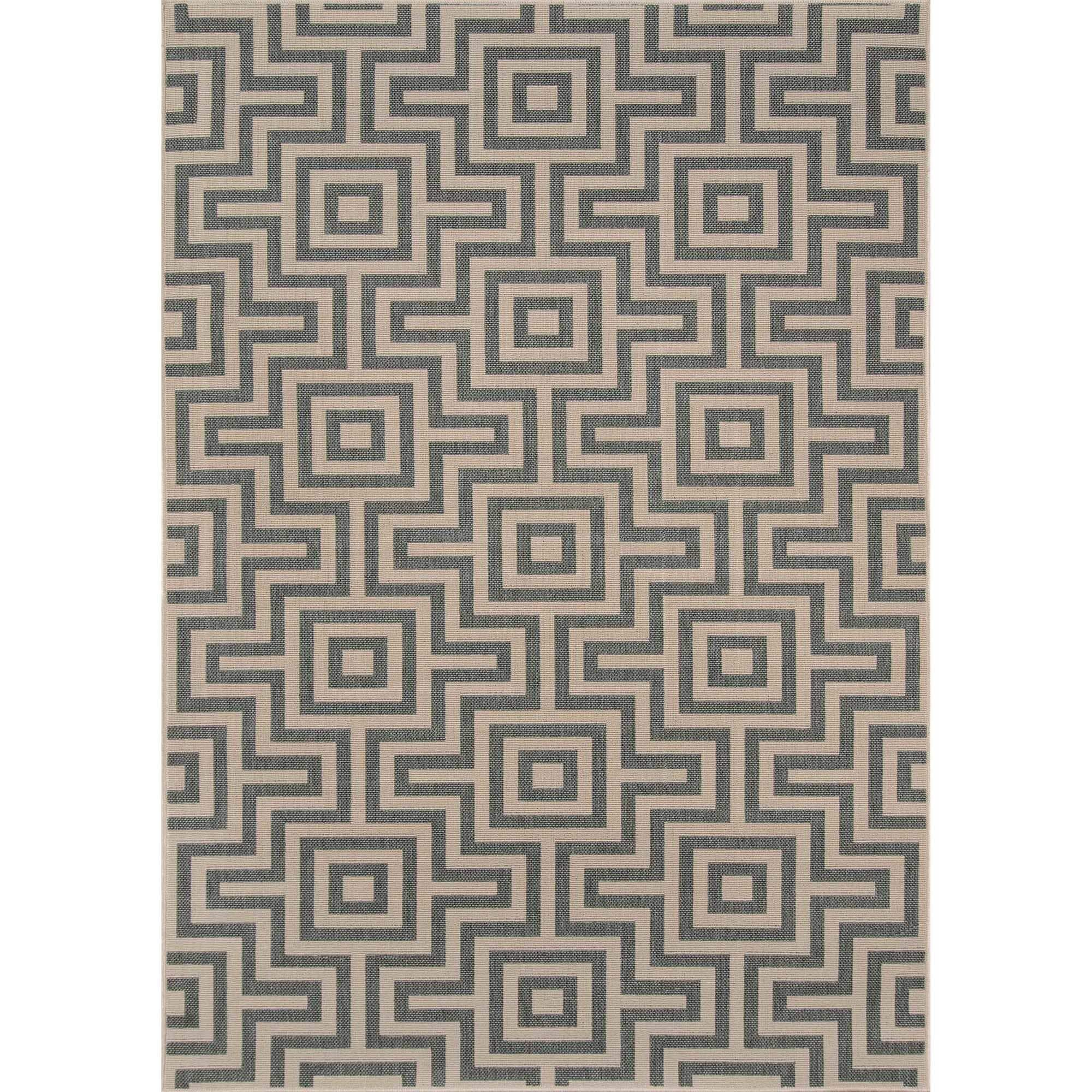 Indoor/ Outdoor Grey Retro Rug (23 X 46)