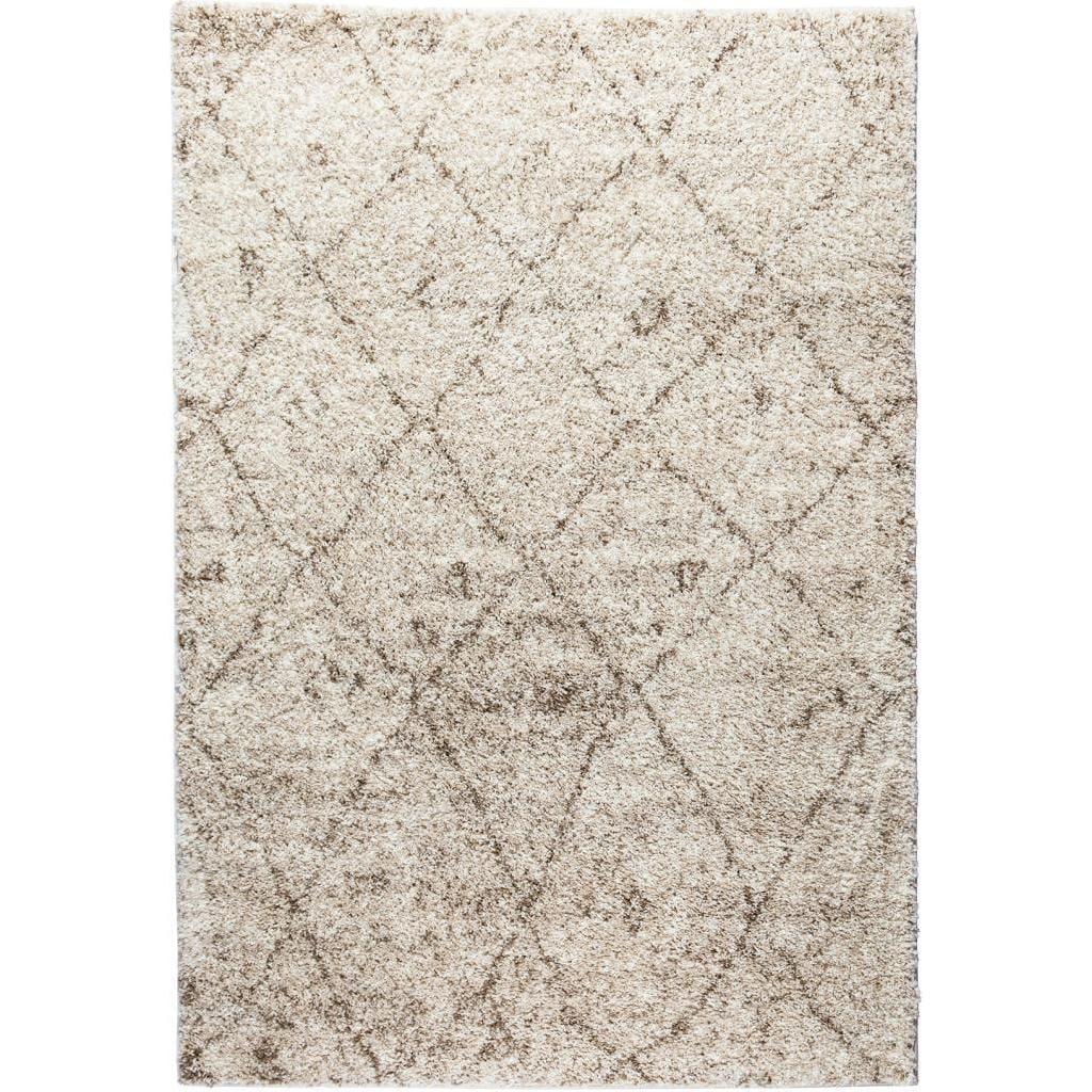 Well Woven Moroccan Lattice Shag Vanilla Classic Diamond Trellis Pattern Area Rug - 5' x 7' 2"