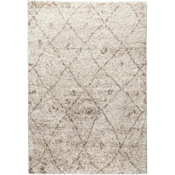 slide 2 of 5, Well Woven Moroccan Lattice Shag Vanilla Classic Diamond Trellis Pattern Area Rug - 5' x 7' 2"