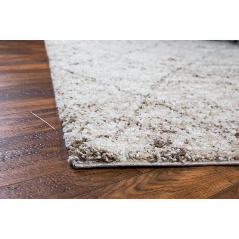 Well Woven Moroccan Lattice Shag Vanilla Classic Diamond Trellis Pattern Area Rug - 5' x 7' 2"