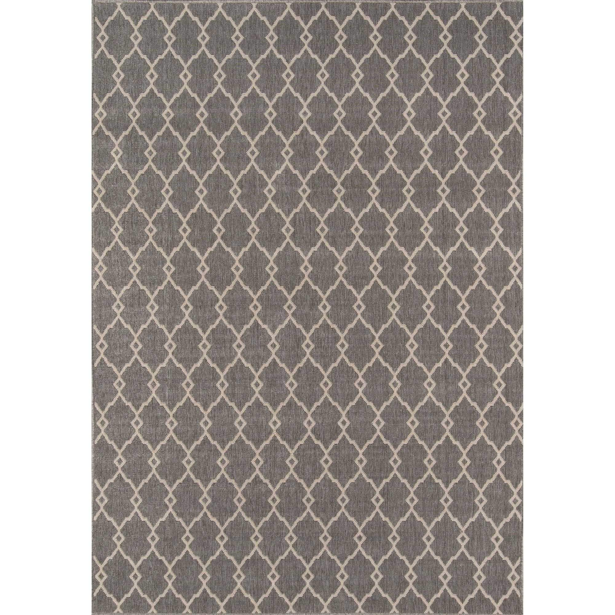 Indoor/ Outdoor Grey Trellis Rug (23 X 46)