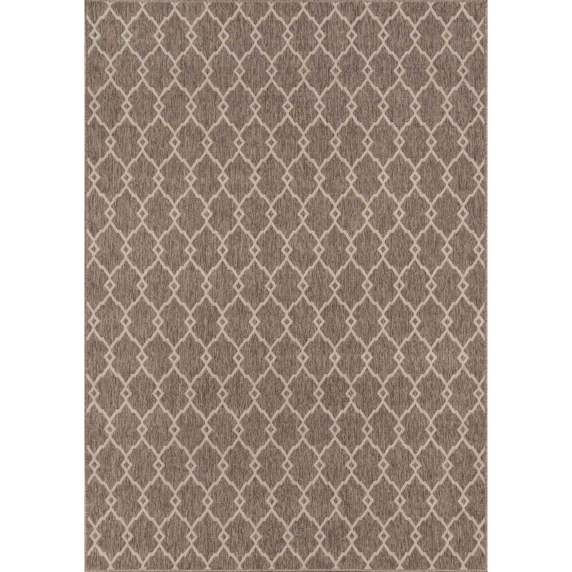 Indoor/ Outdoor Taupe Trellis Rug (23 X 46)