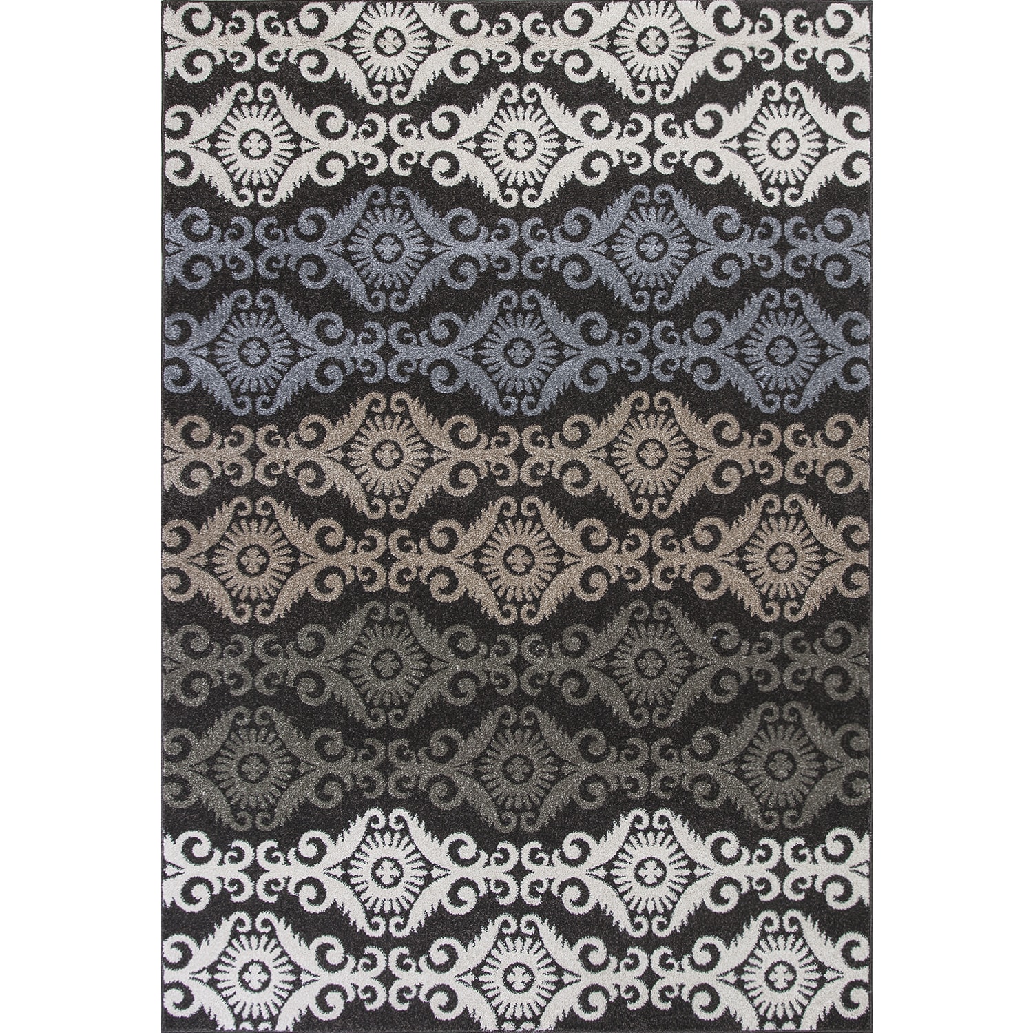 Georgian Divine Damask Charcoal Area Rug (53 X 77)