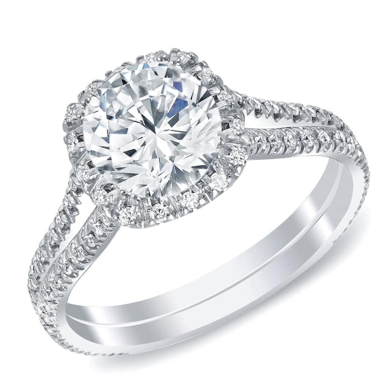 Auriya 14k Gold 1 4/5ctw Round Halo Diamond Engagement Ring Certified - White - 4