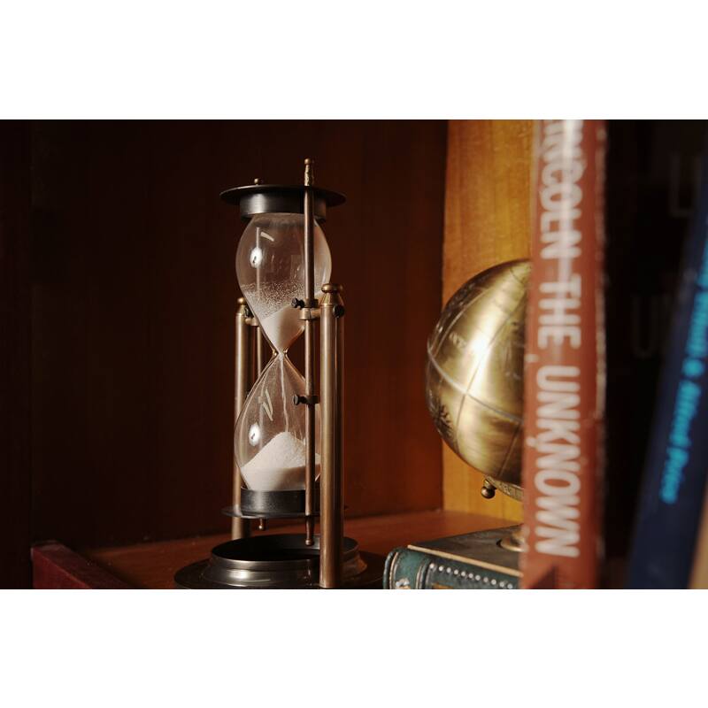 Antiqued Brass Revolving Hourglass Sand Timer