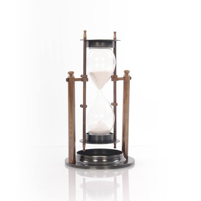 Antiqued Brass Revolving Hourglass Sand Timer
