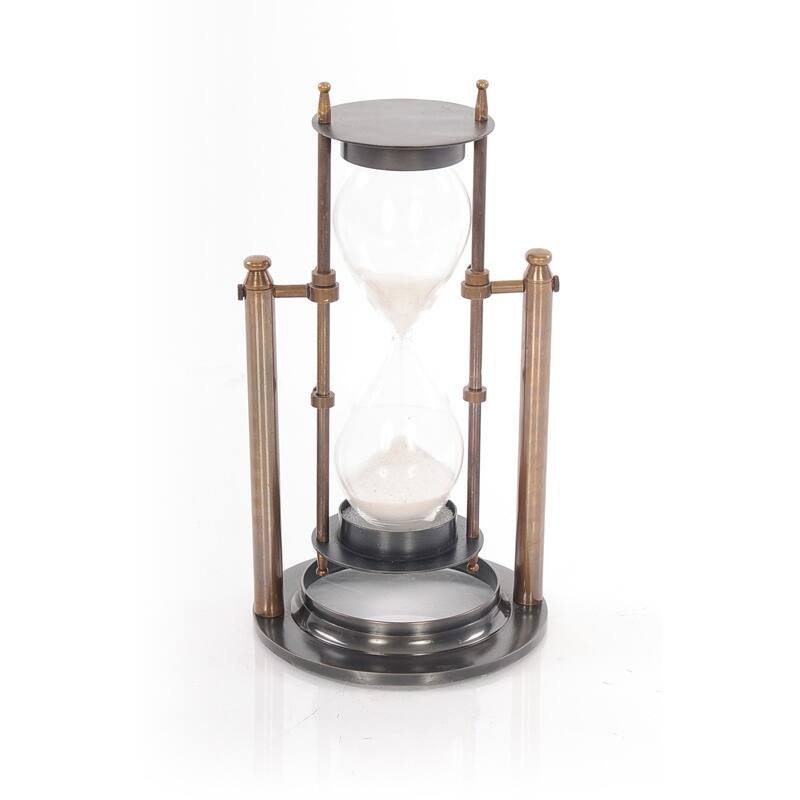 Antiqued Brass Revolving Hourglass Sand Timer