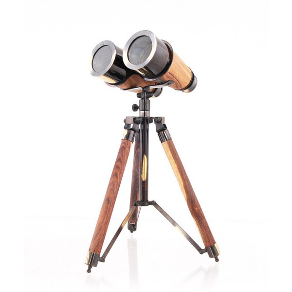 Shop Wood/Brass Binocular On Stand Decorative Accent Free Shipping