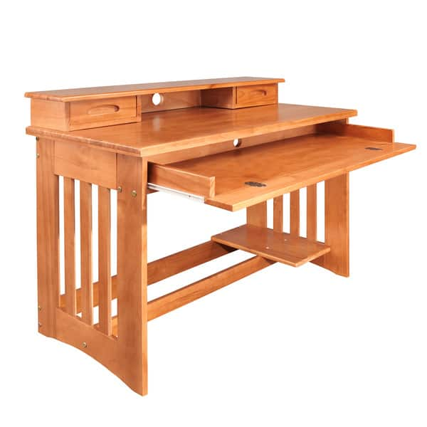 Shop Honey Solid Pine Student Desk And Hutch Free Shipping Today