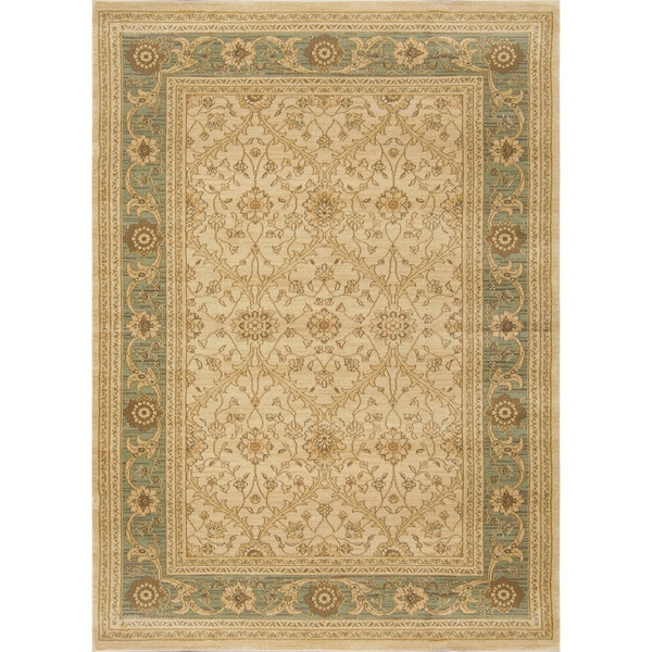 Antique Traditional Cream Green Area Rug (710 x 1010)  