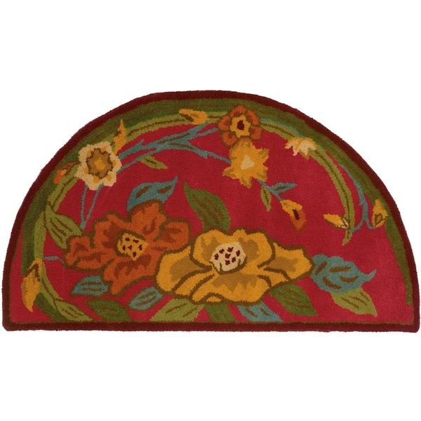 Shop LR Home Pink Floral Half Moon Rug 1'10 x 3'4 Free Shipping