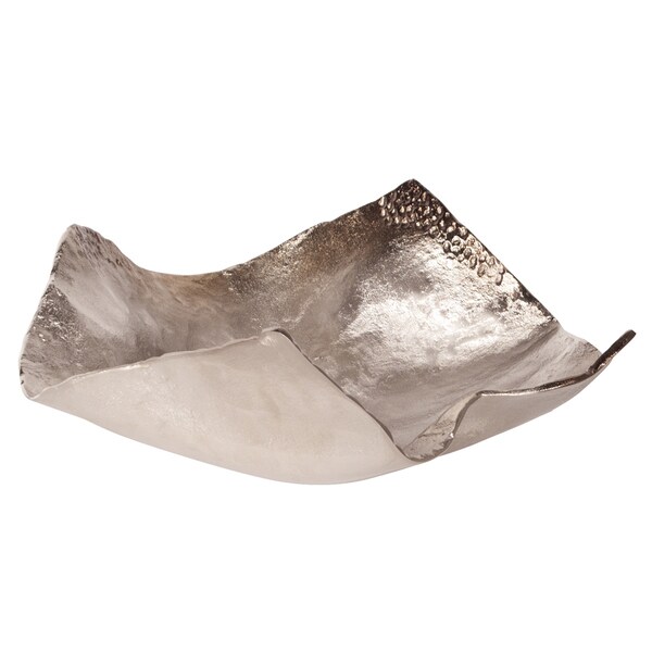 Aluminum Champagne Silvertone Hammered Large Bowl