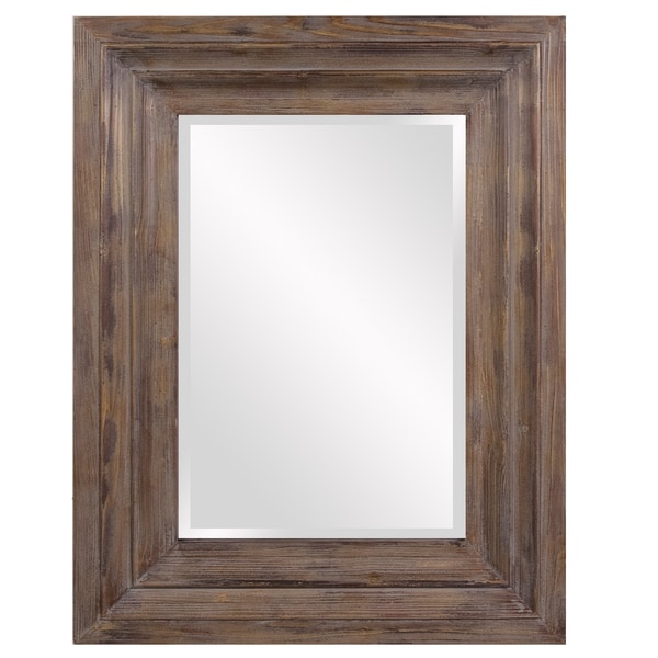 American Made Rayne Barnwood Brown Beveled Wall Mirror