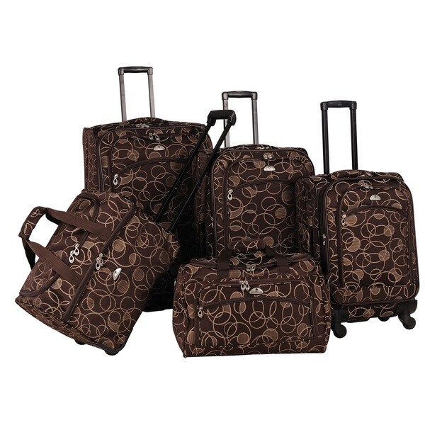 American Flyer Chocolate Swirl 5-piece Spinner Luggage Set