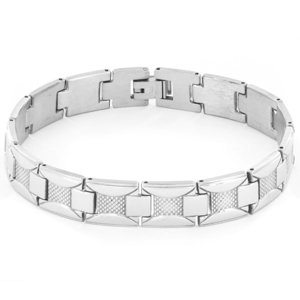Shop Stainless Steel Link Chain Hidden Clasp Bracelet - Overstock - 9187576
