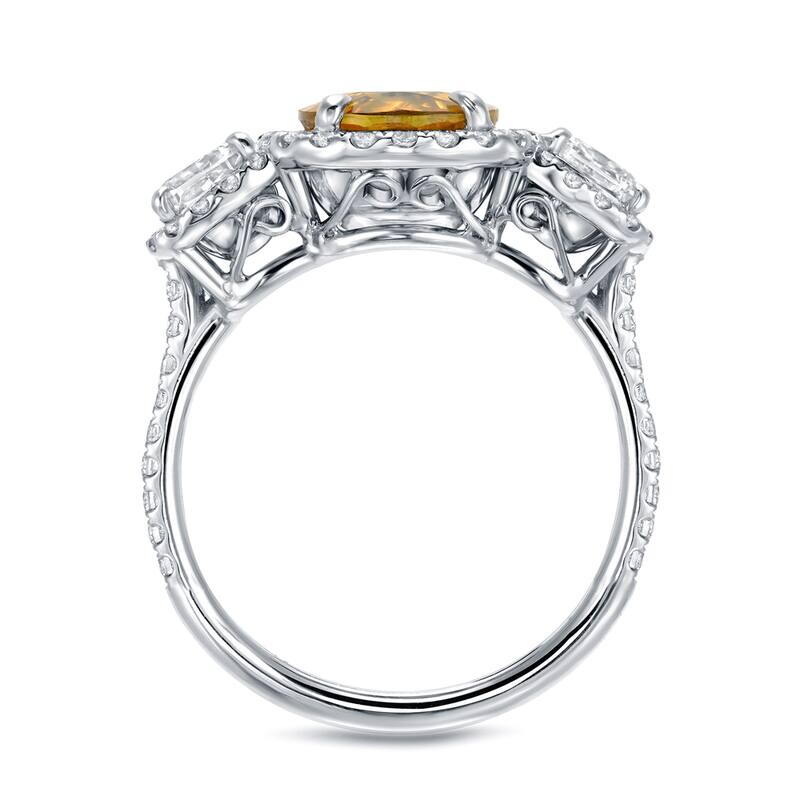 Auriya 14k Gold 3ct Cushion-cut Yellow Sapphire Halo Diamond Engagement Ring 1 2/5ctw (H-I, SI1-SI2)