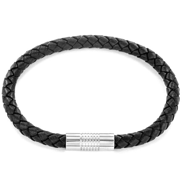 Shop Men&#39;s Black Leather Braided Bracelet - Free Shipping On Orders Over $45 - 0 ...
