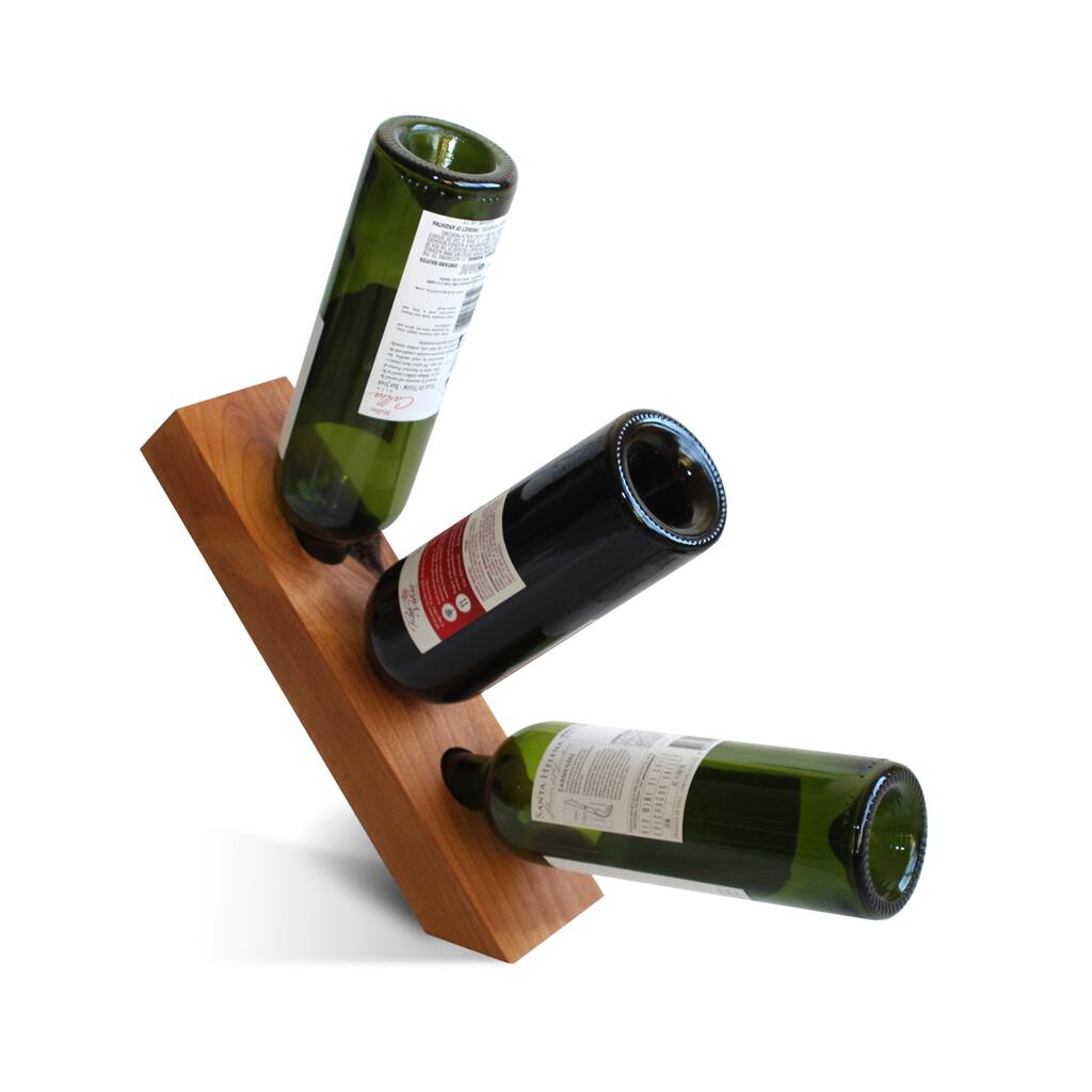 Hand-made Balancing Knotty Alder Wood 3-bottle Wine Wedge