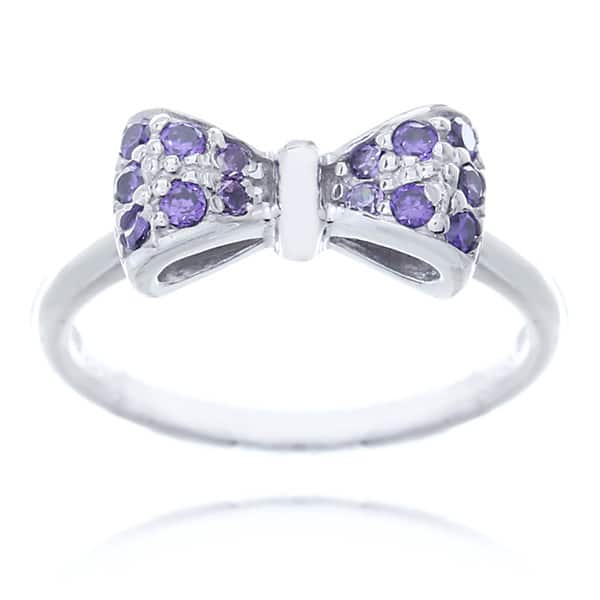 Jewel Tie 925 Sterling Silver Polished Purple CZ Cubic Zirconia Ring Jewel Tie 925 Sterling Silver Polished Purple CZ Cubic Zirconia Ring