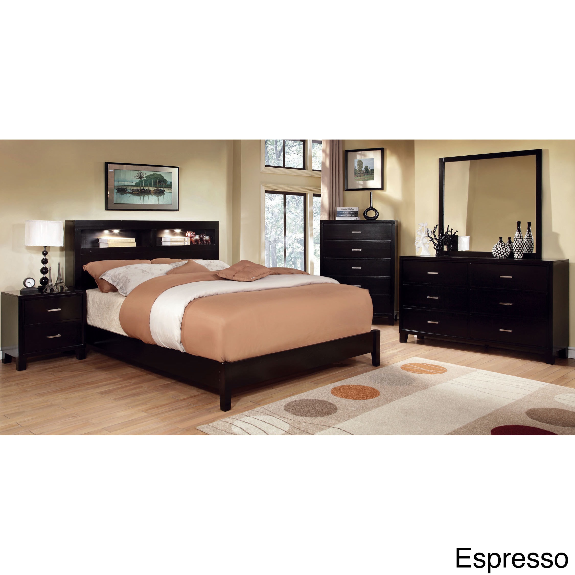 Furniture Of America Clement 4 piece Platform Bedroom Set With Lighting