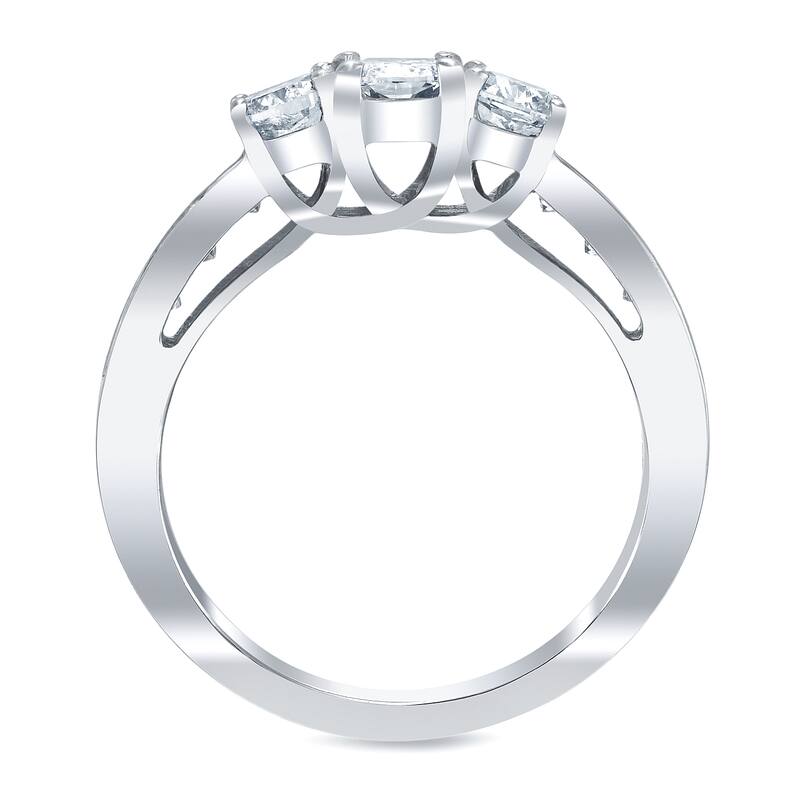 Auriya 14k White Gold 2ct TDW 3-Stone Cushion-cut Diamond Engagement Ring
