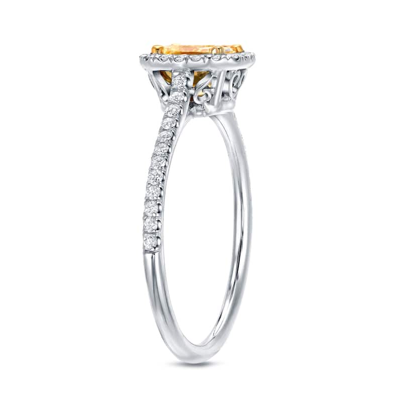 Auriya 14k Gold 3/4ctw Radiant-cut Halo Yellow Diamond Engagement Ring