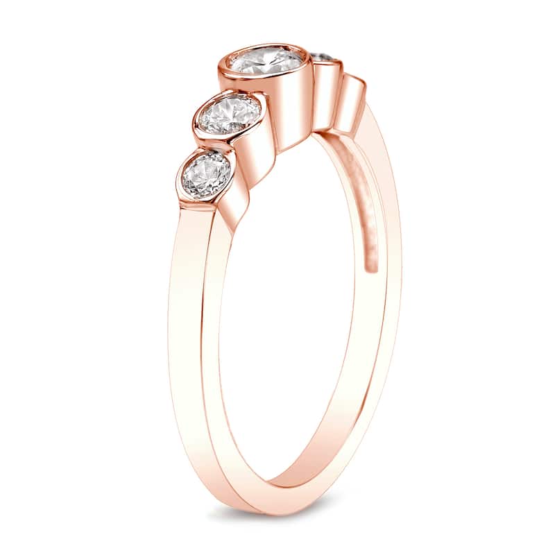 Auriya 14k Gold 14k Rose Gold 1/2ctw 5-Stone Diamond Wedding Band
