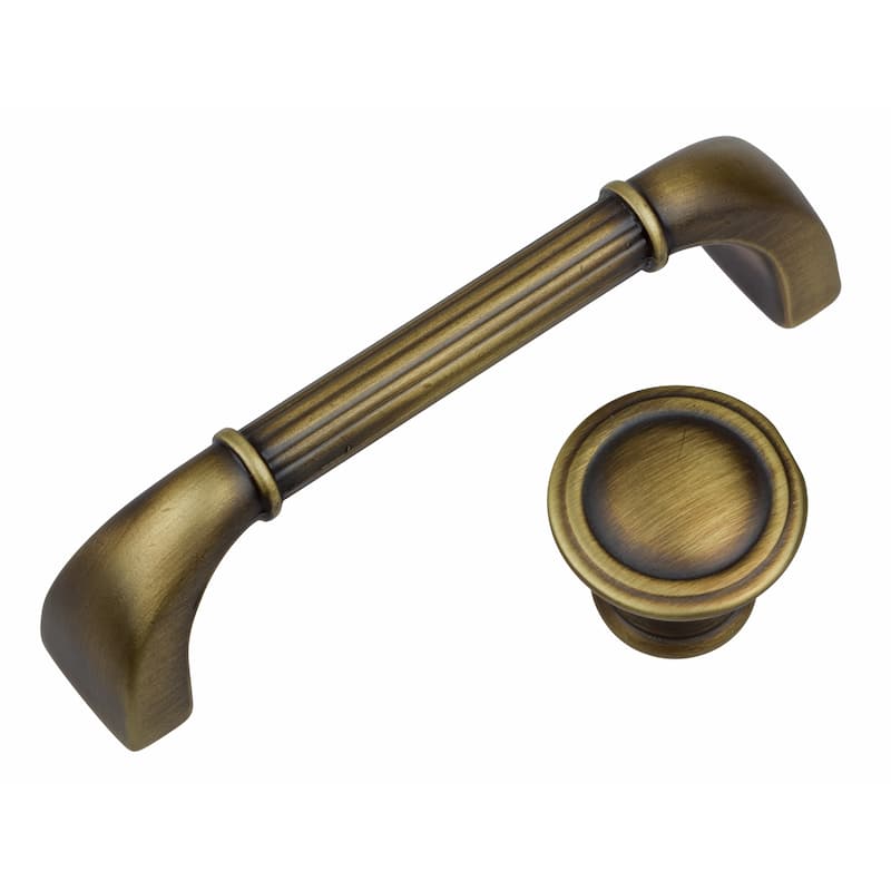 GlideRite 1.25-inch Antique Brass Round Deco Cabinet Knobs (Pack of 10)