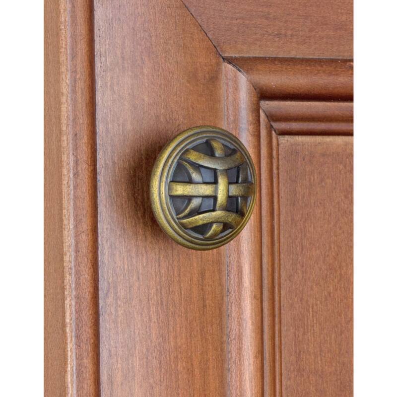 GlideRite 1.25-inch Antique Brass Round Braided Cabinet Knobs (Pack of 10)
