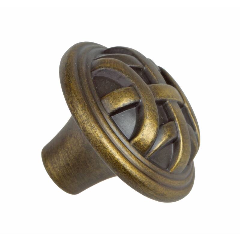 GlideRite 1.25-inch Antique Brass Round Braided Cabinet Knobs (Pack of 10)
