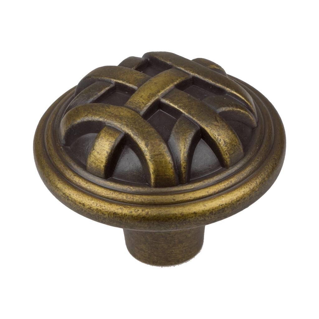 GlideRite 1.25-inch Antique Brass Round Braided Cabinet Knobs (Pack of 10)