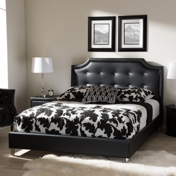 Baxton Studio Carlotta Modern Black Faux Leather Platform Bed with