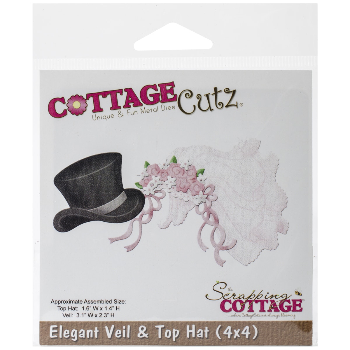 Cottagecutz Die 4inx4in veil   Top Hat