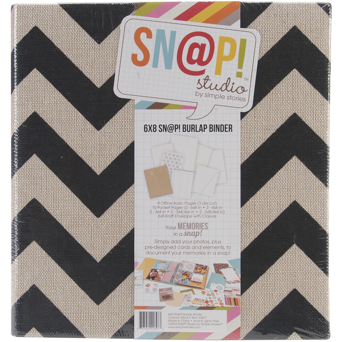 Sn p  Burlap Binder 6inx8in black