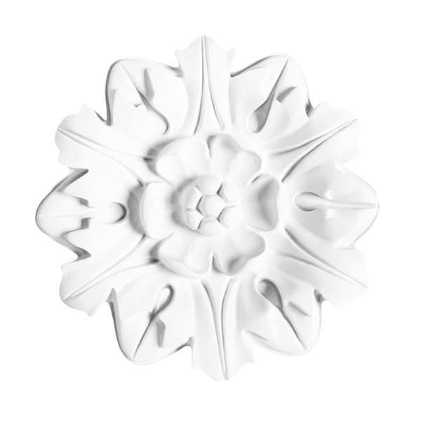 White Primed 8-inch Decorative Rose Medallion - Overstock - 9191816