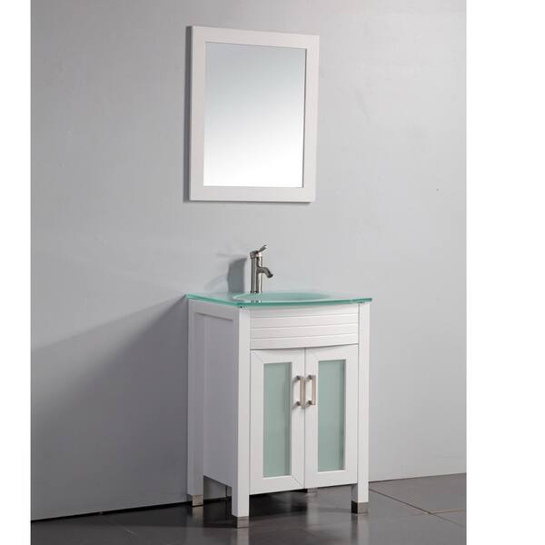 HOMCOM 24 Pedestal Sink Bathroom Vanity Cabinet - White