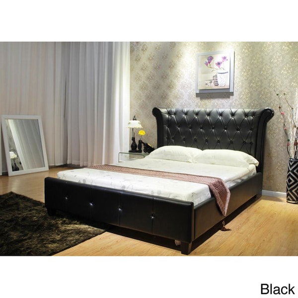 Diamond-tufted Leatherette Queen Upholstered Bed - Overstock - 9193349