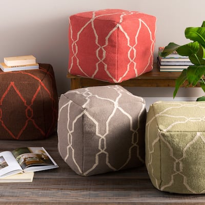 Hand Crafted Mila Lattice 18-inch Square Pouf