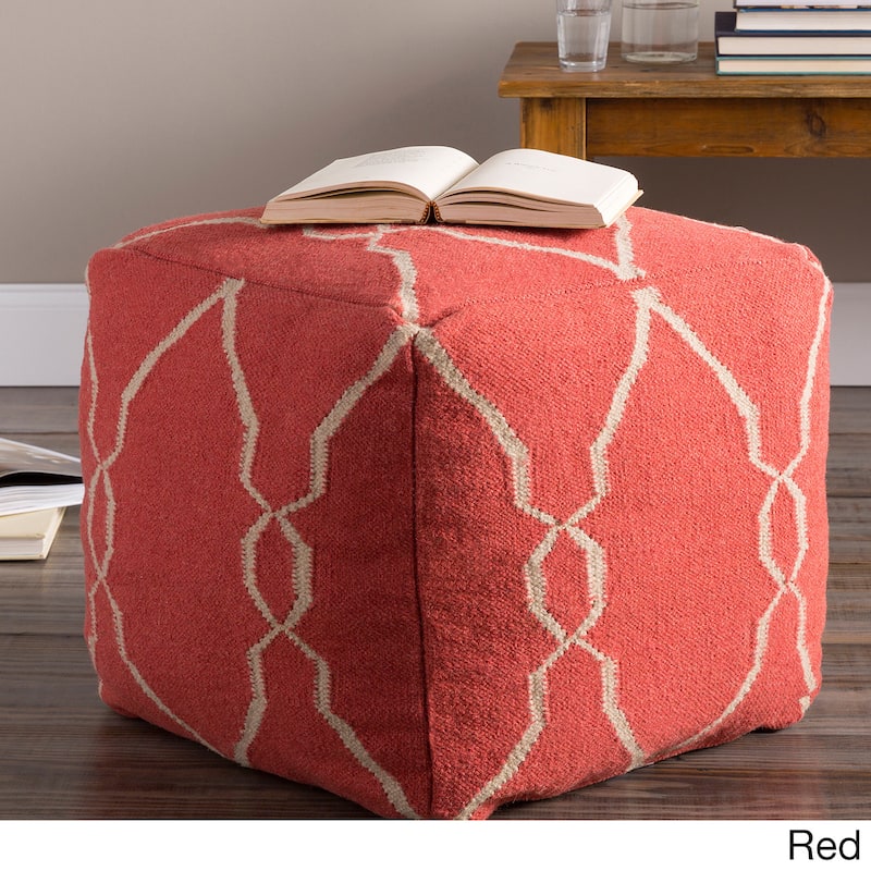 Hand Crafted Mila Lattice 18-inch Square Pouf