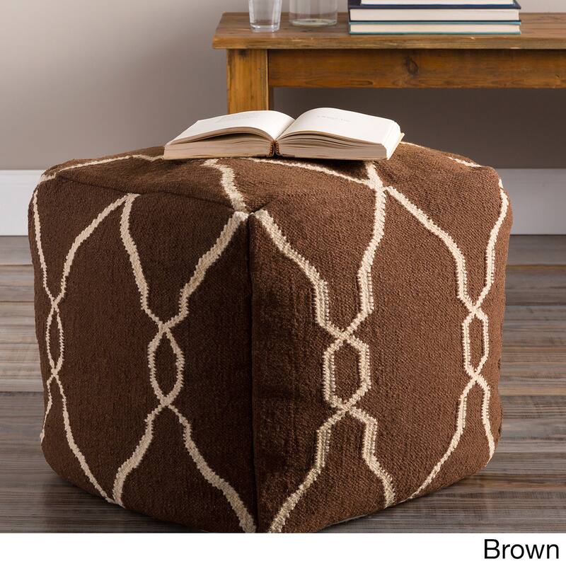 Hand Crafted Mila Lattice 18-inch Square Pouf