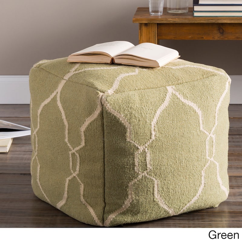 Hand Crafted Mila Lattice 18-inch Square Pouf