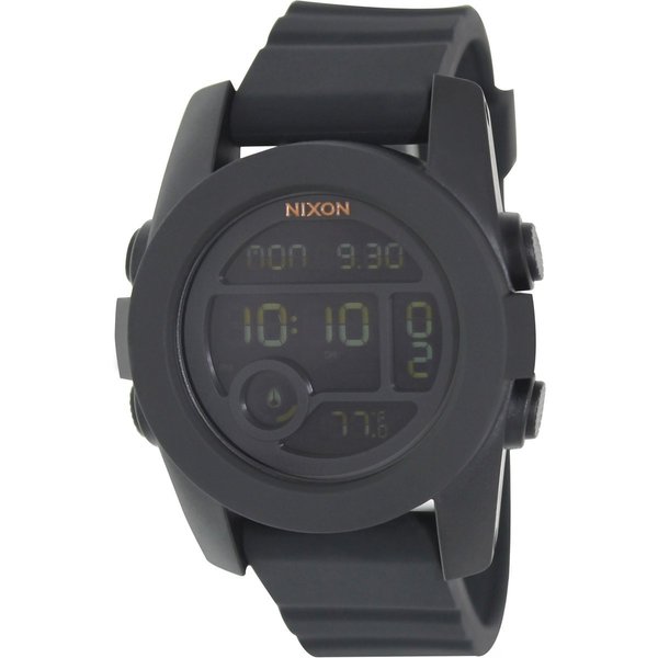 Nixon Men's Unit A490001 Black Rubber Quartz Watch with Digital Dial ...