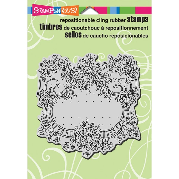 Stampendous Cling Rubber Stamp 5.5inX4.5in Sheet Ribbon Rose Frame