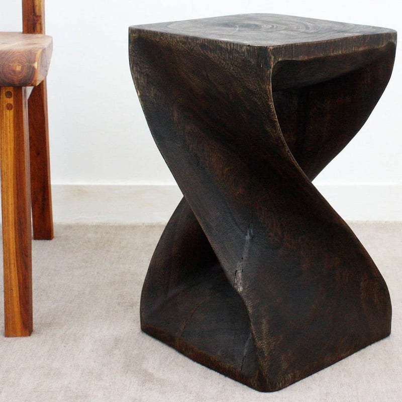 Haussmann® Original Wood Twist Stool 12 X 12 X 20 In High Mocha Oil - 12" x 12" x 20"