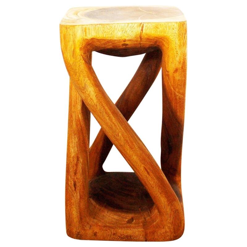 Haussmann® Wood Vine Twist Stool Accent Table 12 in x 22 in H Oak Oil - 12" x 12" x 22"