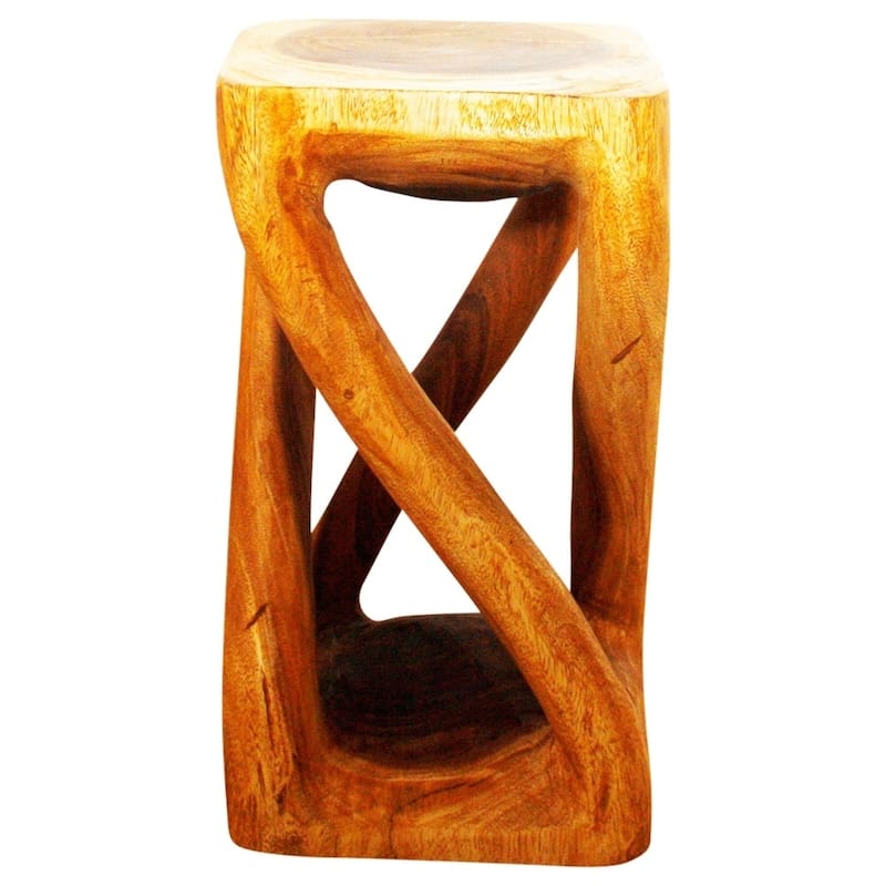 Haussmann® Wood Vine Twist Stool Accent Table 12 in x 22 in H Oak Oil - 12" x 12" x 22"