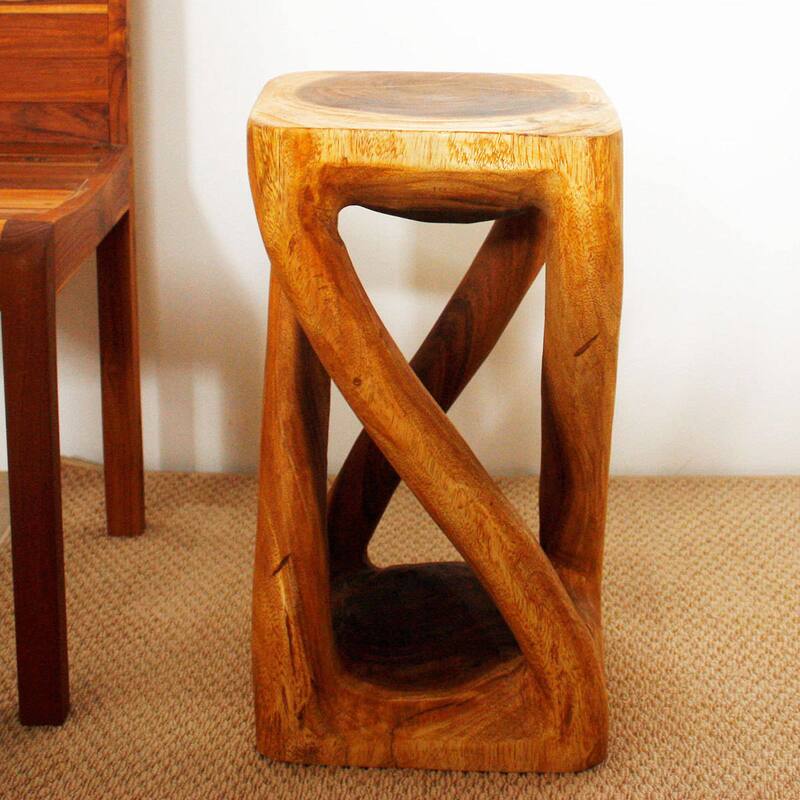 Haussmann® Wood Vine Twist Stool Accent Table 12 in x 22 in H Oak Oil - 12" x 12" x 22"