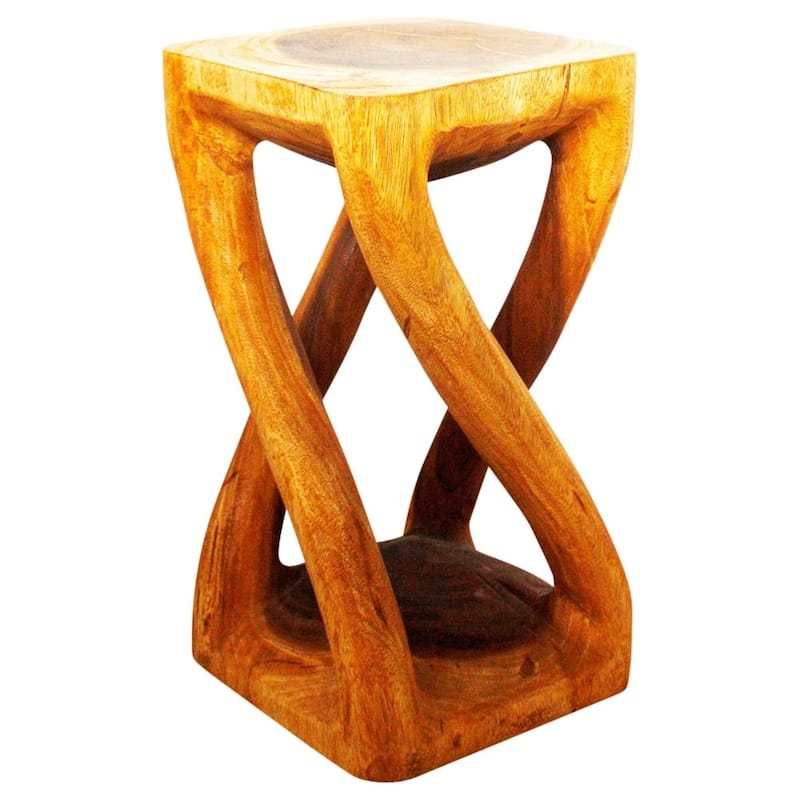 Haussmann® Wood Vine Twist Stool Accent Table 12 in x 22 in H Oak Oil - 12" x 12" x 22"